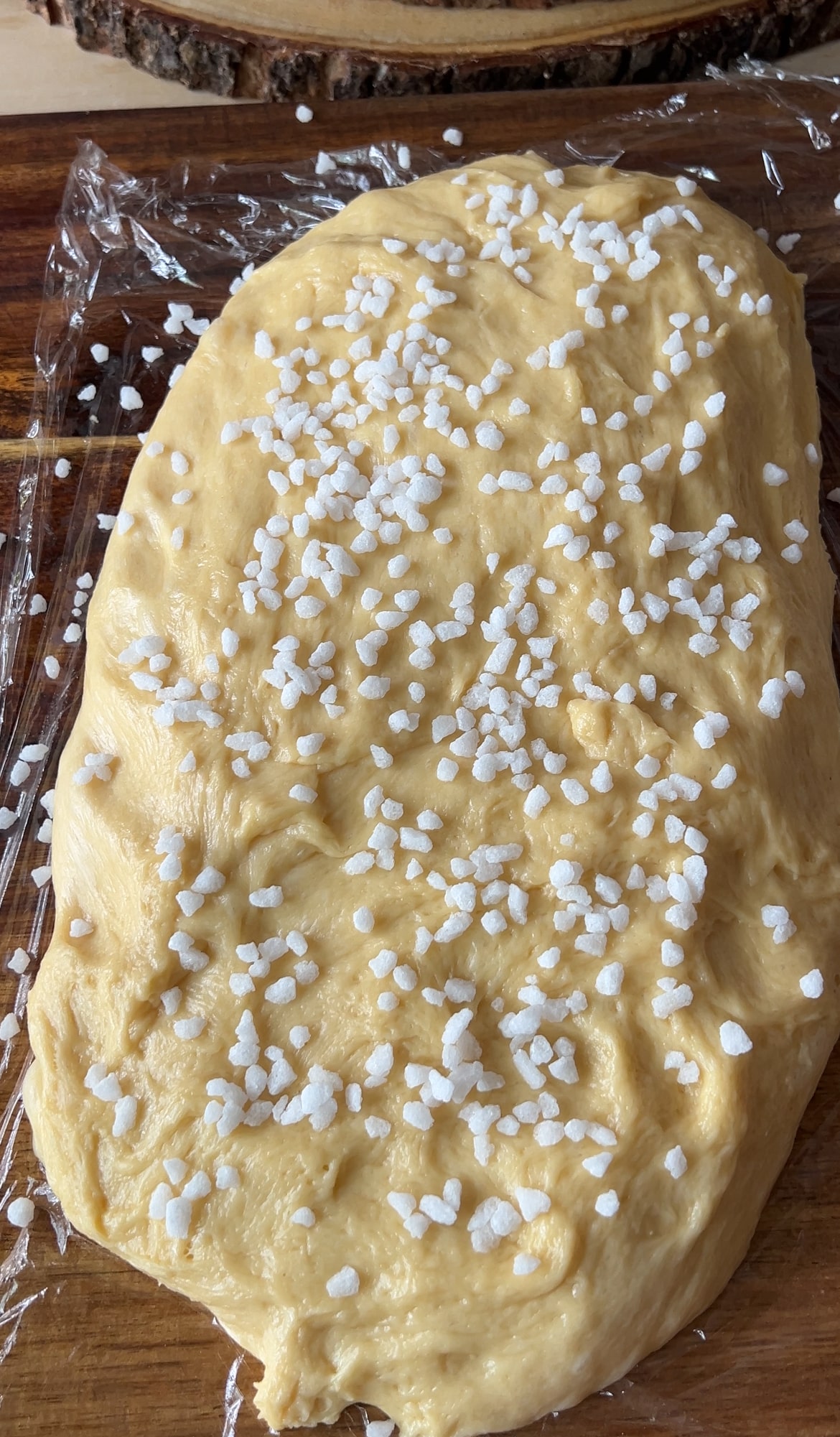 liege dough sprinkled with pearl sugar