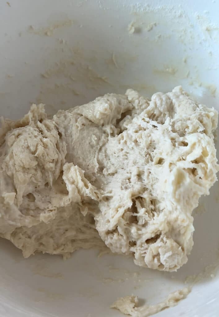 mixed dough in a bowl