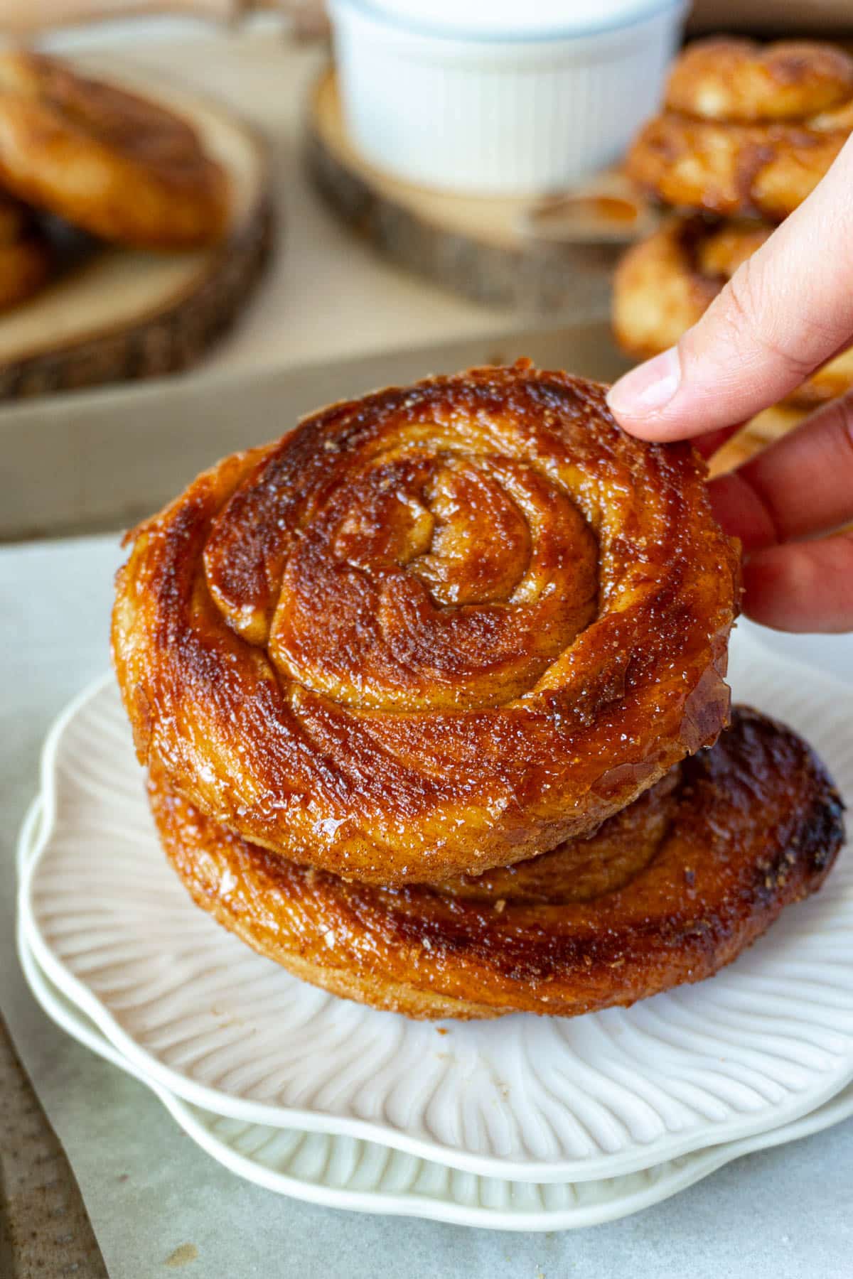 Zeeuwse bolus / bolussen or dutch cinnamon roll on a plate