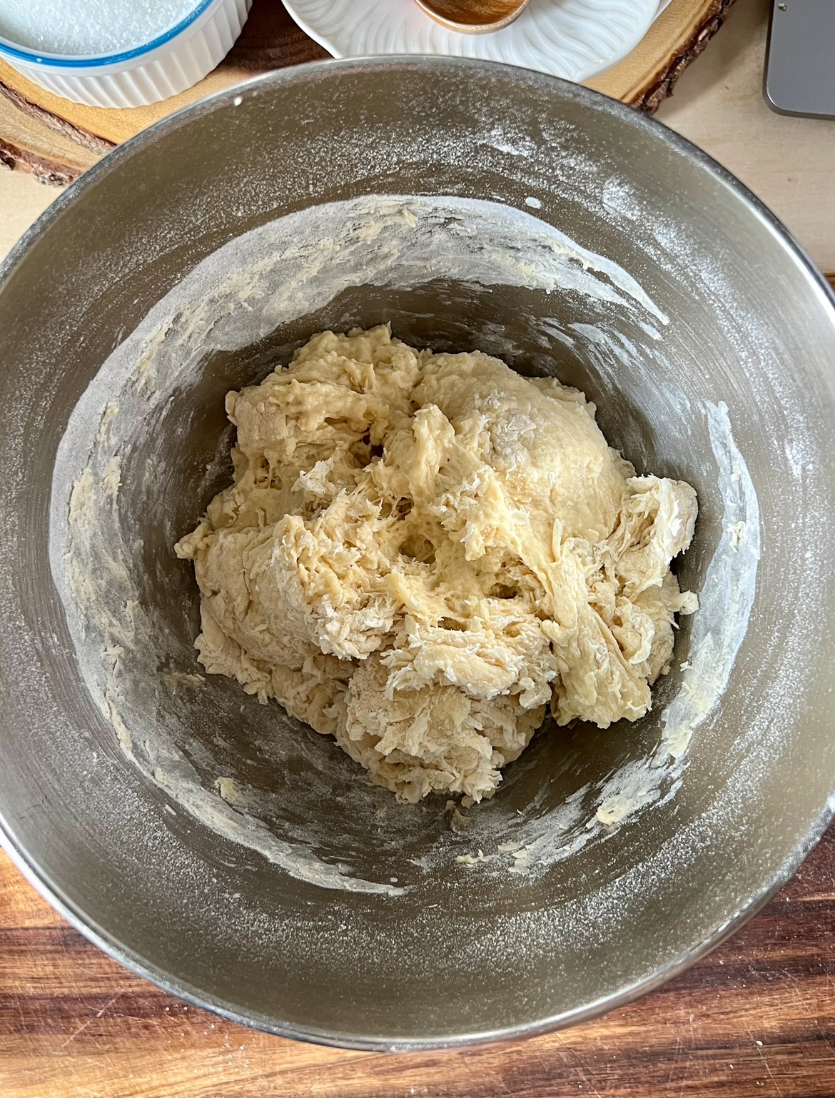 shaggy dough in a bowl