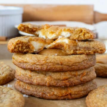 a stack of stuffed carrot cake cookies