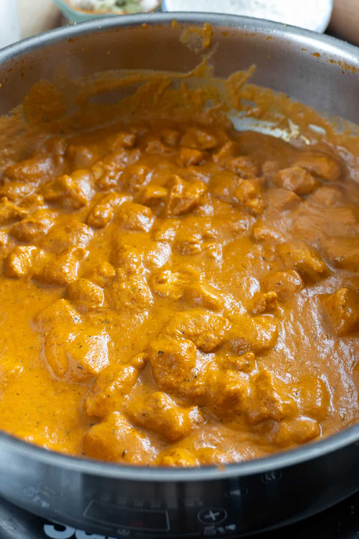 butter chicken in a pan